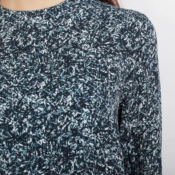 New COS high neck ditsy geometric microprint split back long sleeve blouse top - Picture 4 of 16